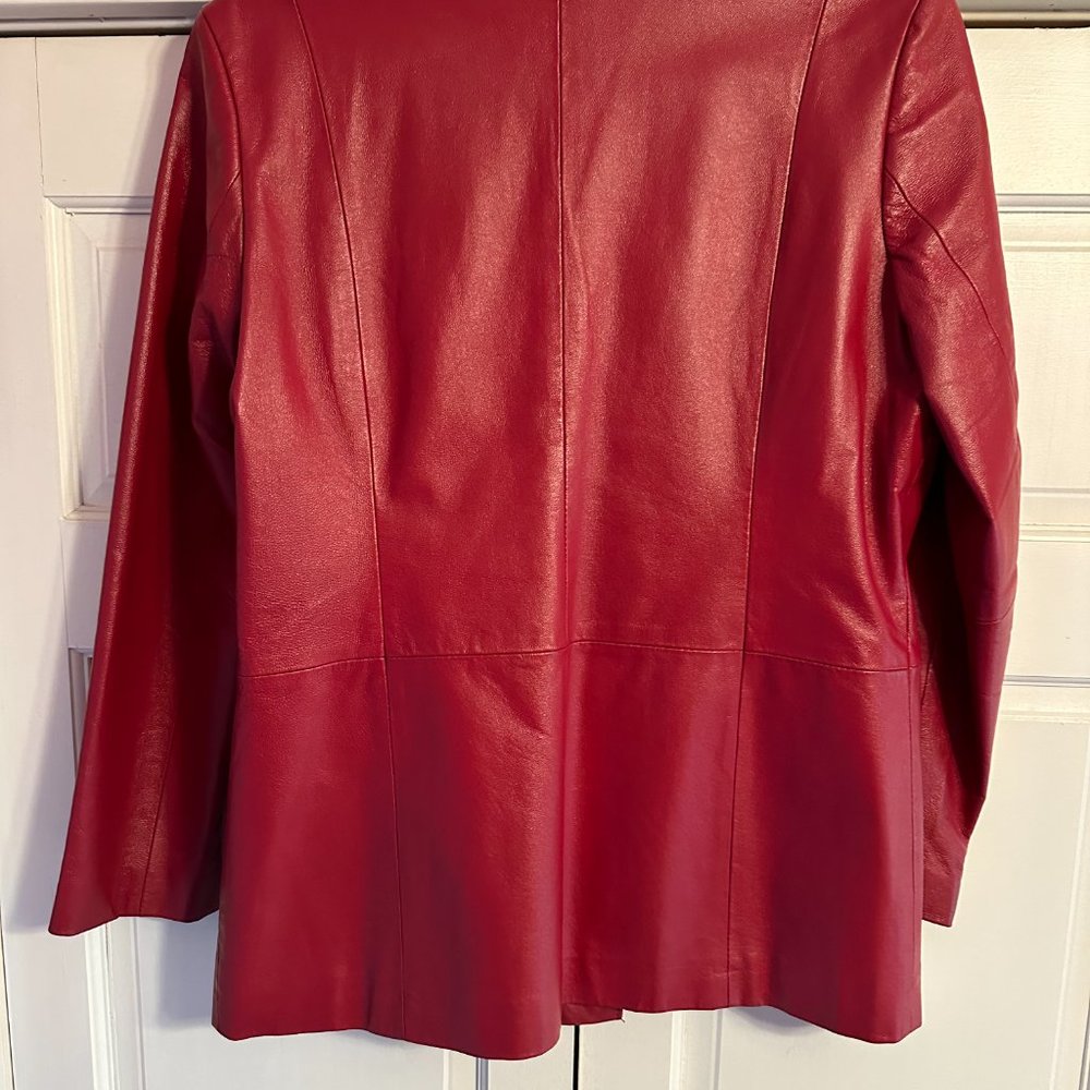 Ruby Red Leather Blazer - image 4